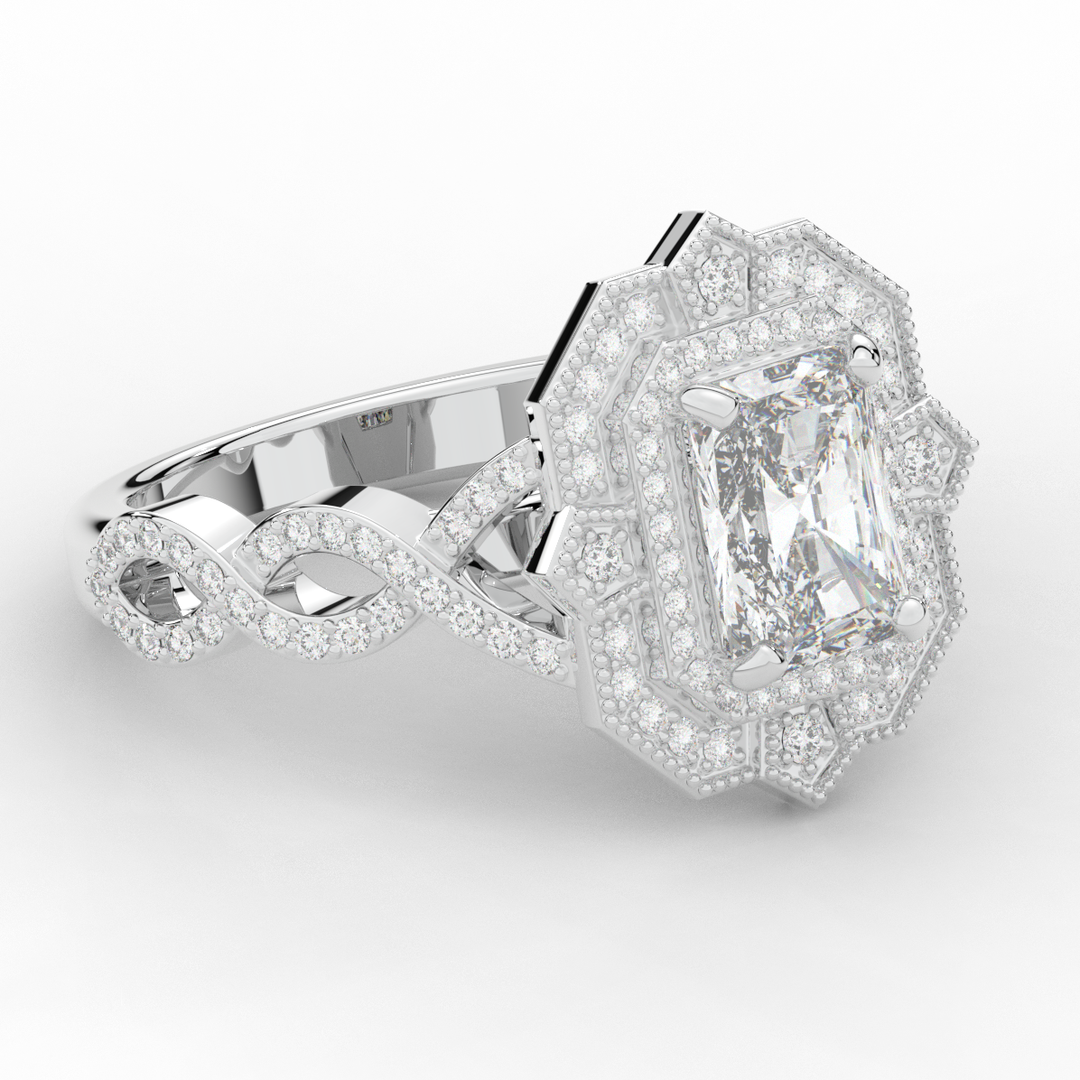 1.90CT.TW RADIANT LAB DIAMOND HALO ENGAGEMENT RING - Nazarelle