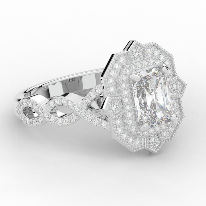 1.90CT.TW RADIANT LAB DIAMOND HALO ENGAGEMENT RING - Nazarelle