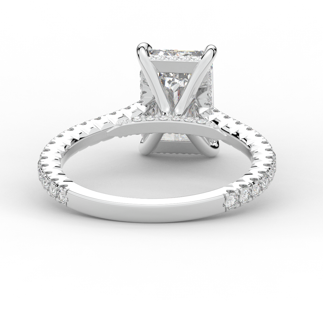 3.50CT.TW EMERALD CUT LAB DIAMOND UNDERHALO SOLITAIRE ENGAGEMENT RING - Nazarelle