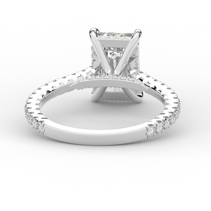 3.50CT.TW EMERALD CUT LAB DIAMOND UNDERHALO SOLITAIRE ENGAGEMENT RING - Nazarelle