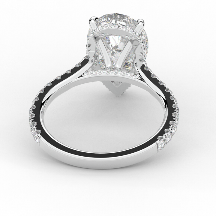 4.60CT.TW PEAR LAB DIAMOND UNDERHALO SOLITAIRE ENGAGEMENT RING - Nazarelle
