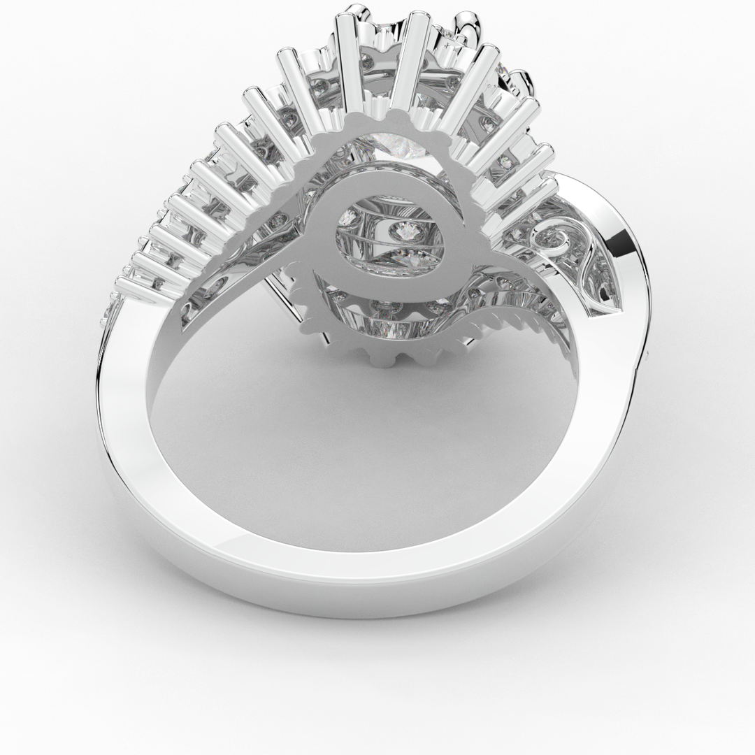 3.35CT.TW ROUND LAB DIAMOND BYPASS HALO ENGAGEMENT RING - Nazarelle