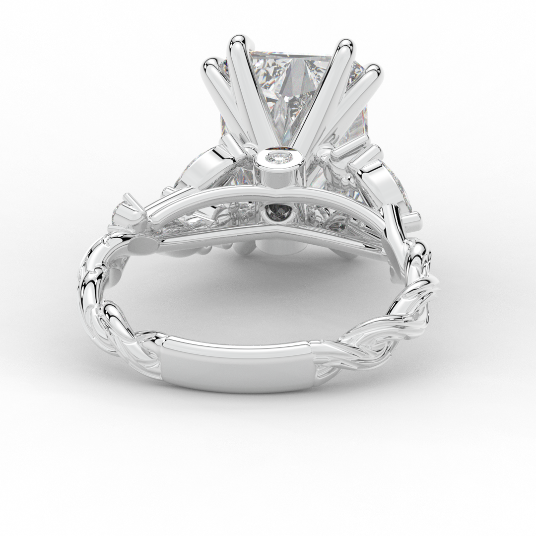 5.30CT.TW RADIANT LAB DIAMOND STYLIZED VINE AND TREE BARK FINISH ENGAGEMENT RING - Nazarelle