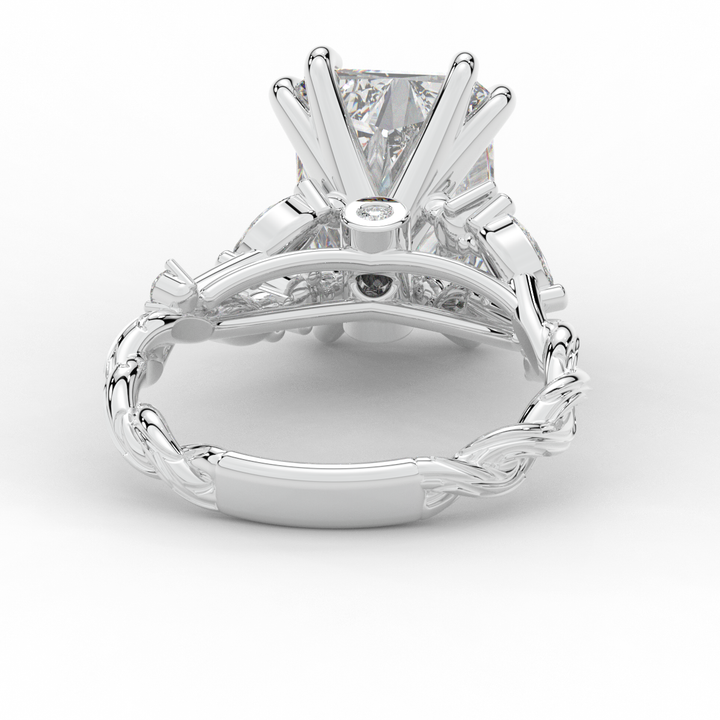 5.30CT.TW RADIANT LAB DIAMOND STYLIZED VINE AND TREE BARK FINISH ENGAGEMENT RING - Nazarelle