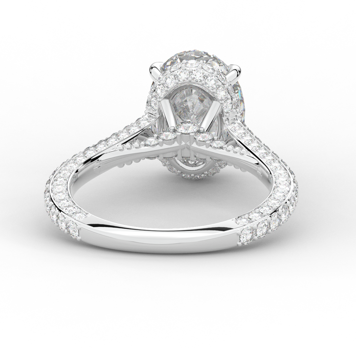 4.00CT.TW OVAL LAB DIAMOND UNDERHALO SOLITAIRE ENGAGEMENT RING - Nazarelle