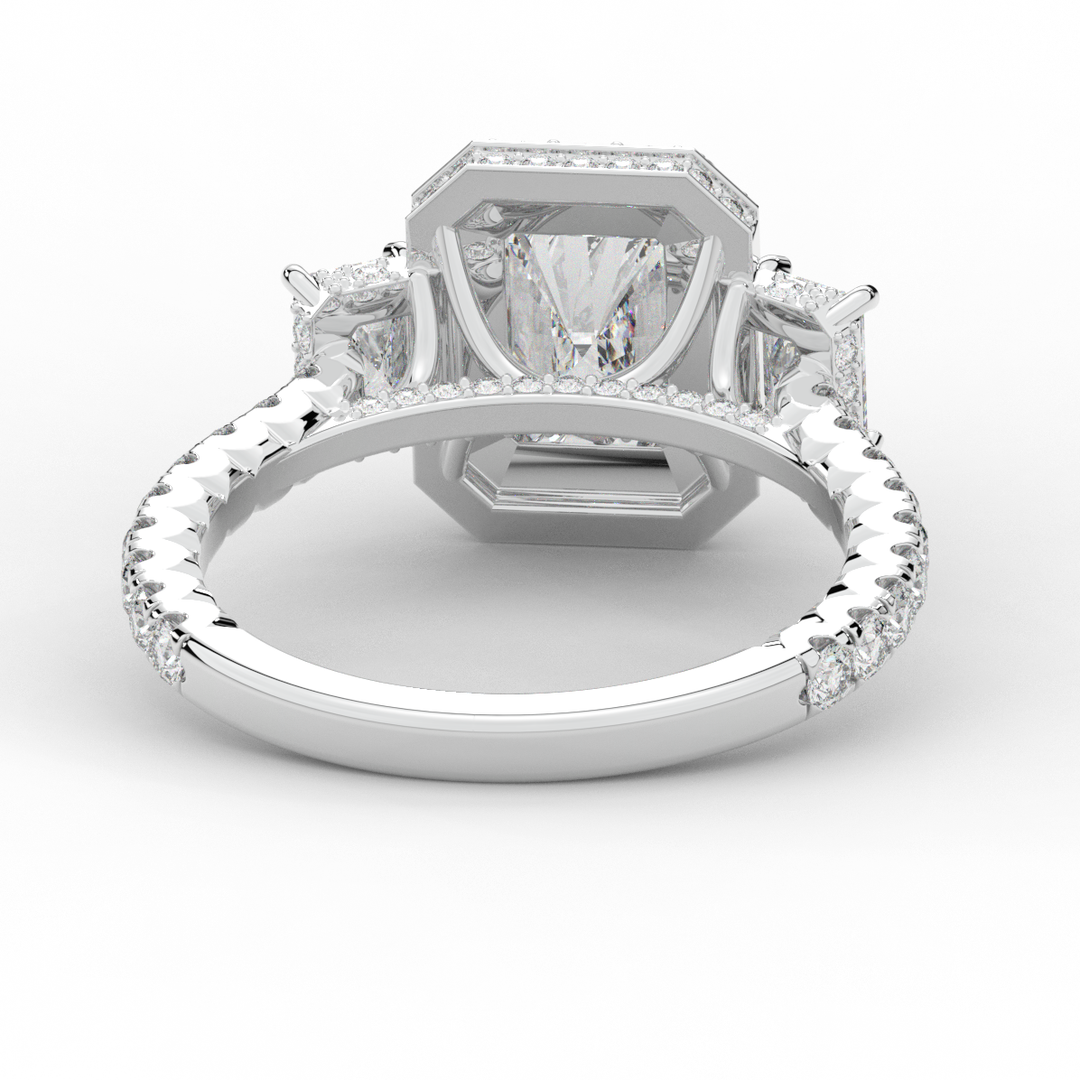 3.20CT.TW RADIANT LAB DIAMOND 3 STONE ENGAGEMENT RING - Nazarelle