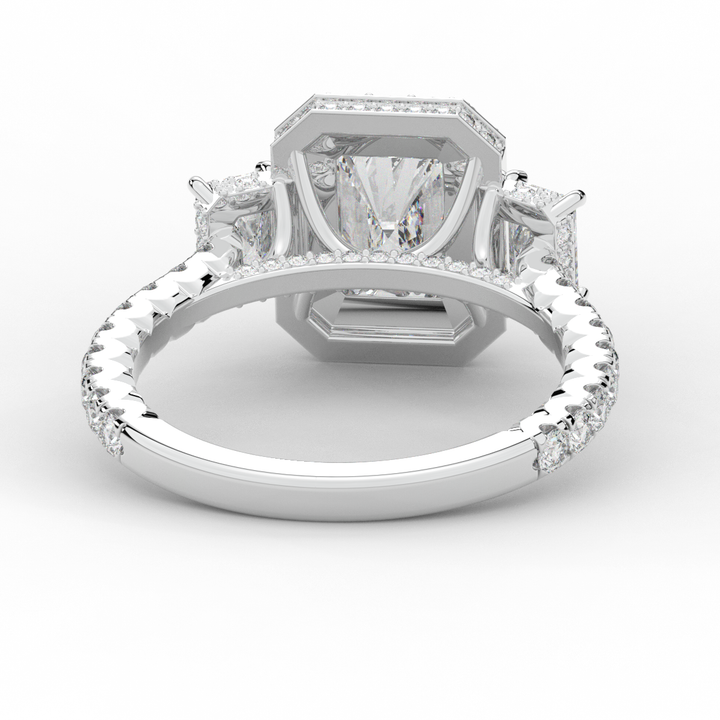 3.20CT.TW RADIANT LAB DIAMOND 3 STONE ENGAGEMENT RING - Nazarelle