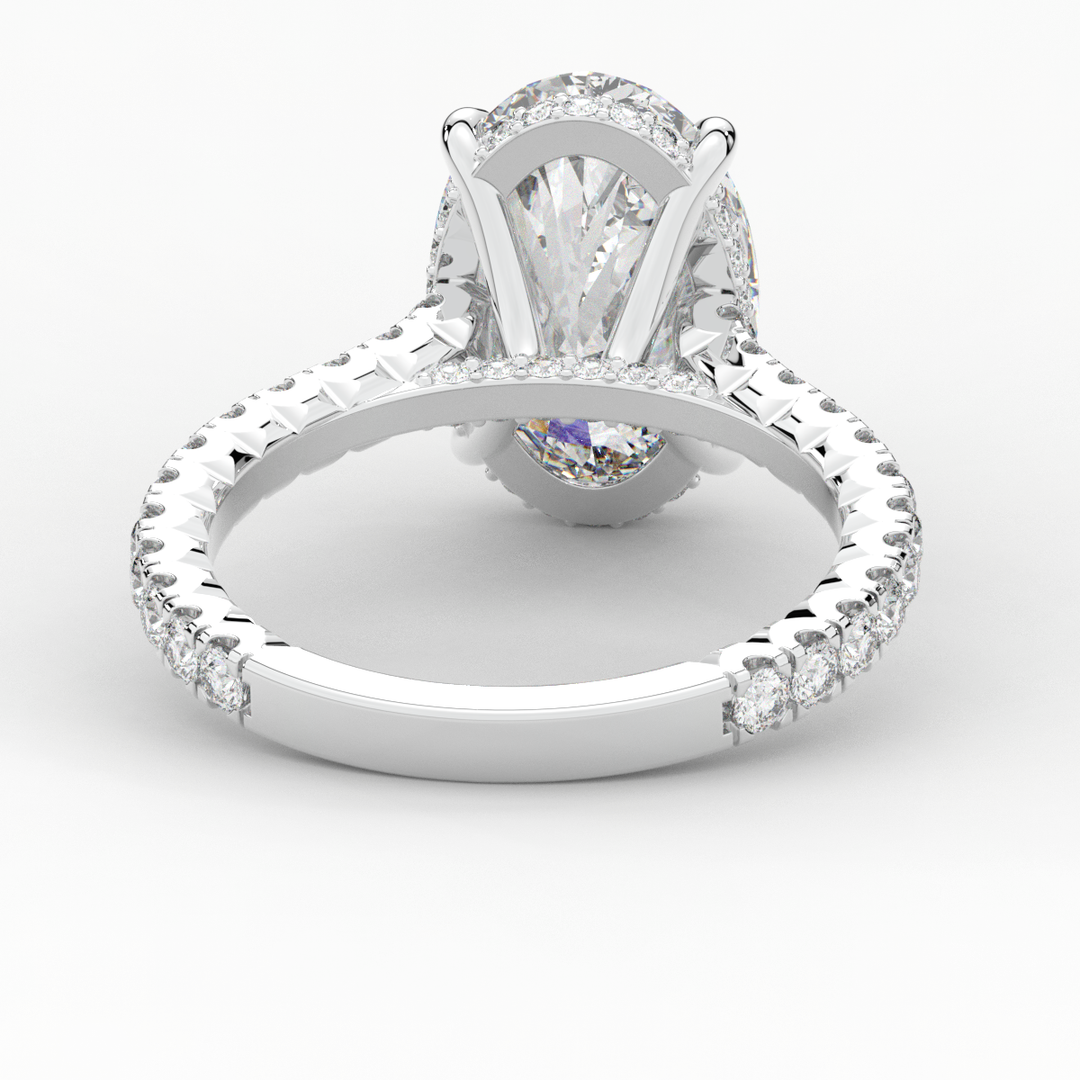 4.70CT.TW OVAL LAB DIAMOND UNDERHALO SOLITAIRE ENGAGEMENT RING - Nazarelle