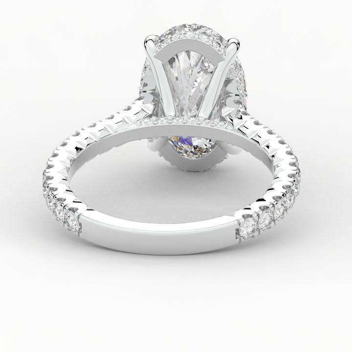 4.70CT.TW OVAL LAB DIAMOND UNDERHALO SOLITAIRE ENGAGEMENT RING - Nazarelle