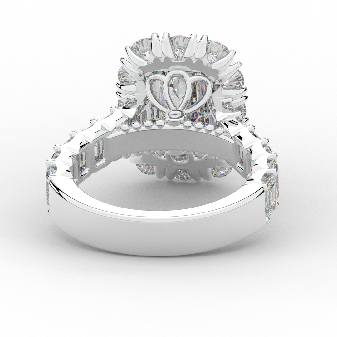 6.00CT.TW EMERALD CUT LAB DIAMOND HALO ENGAGEMENT RING - Nazarelle