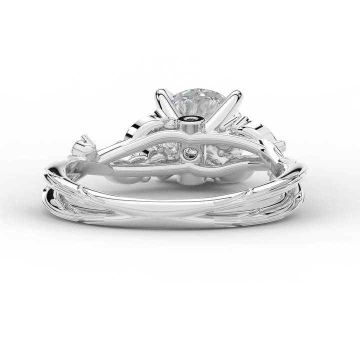 1.75CT.TW ROUND LAB DIAMOND STYLIZED VINE AND TREE BARK FINISH ENGAGEMENT RING - Nazarelle