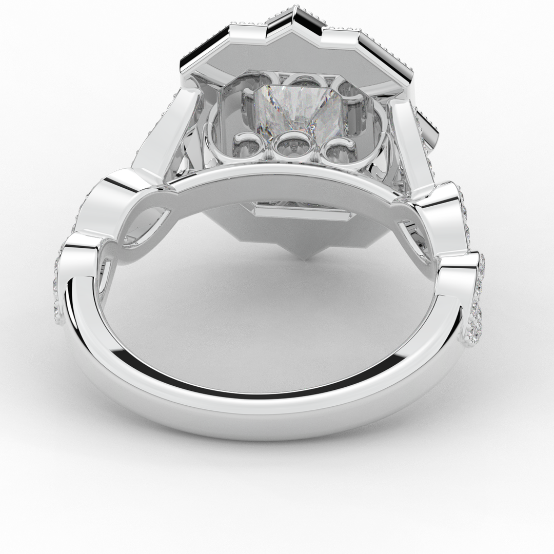 1.90CT.TW RADIANT LAB DIAMOND HALO ENGAGEMENT RING - Nazarelle