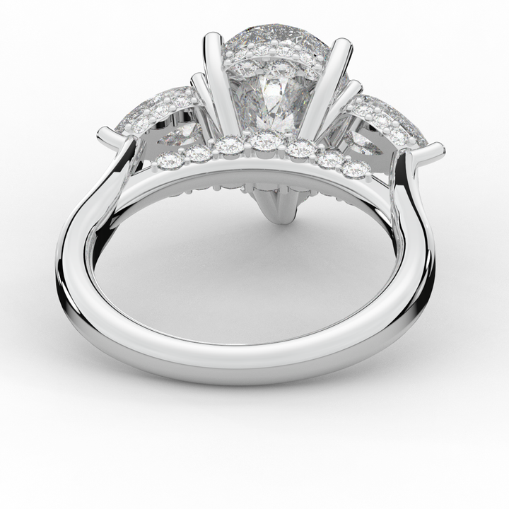 3.70CT.TW PEAR LAB DIAMOND 3 STONE ENGAGEMENT RING - Nazarelle