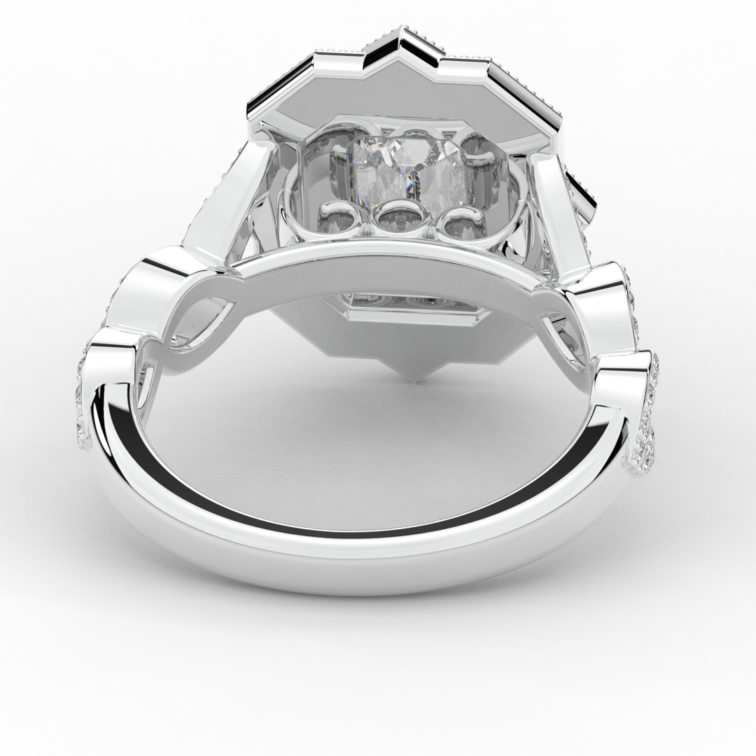 1.90CT.TW EMERALD CUT LAB DIAMOND HALO ENGAGEMENT RING - Nazarelle