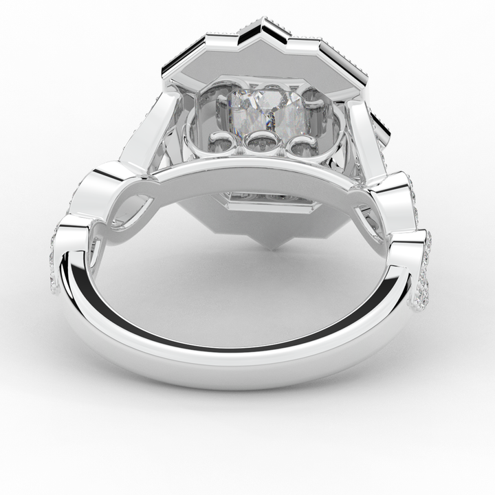 1.90CT.TW EMERALD CUT LAB DIAMOND HALO ENGAGEMENT RING - Nazarelle