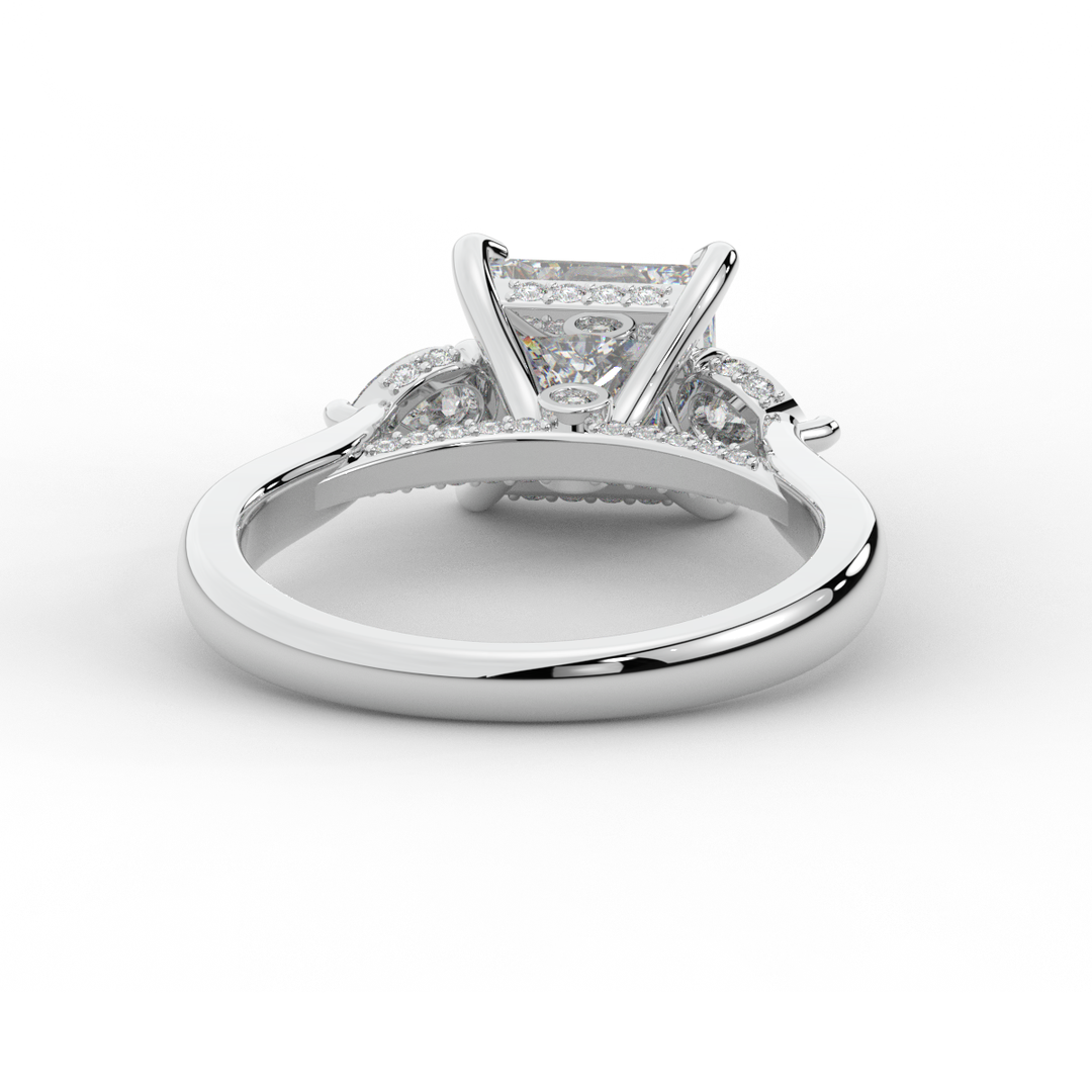 2.40CT.TW PRINCESS LAB DIAMOND 3 STONE ENGAGEMENT RING - Nazarelle