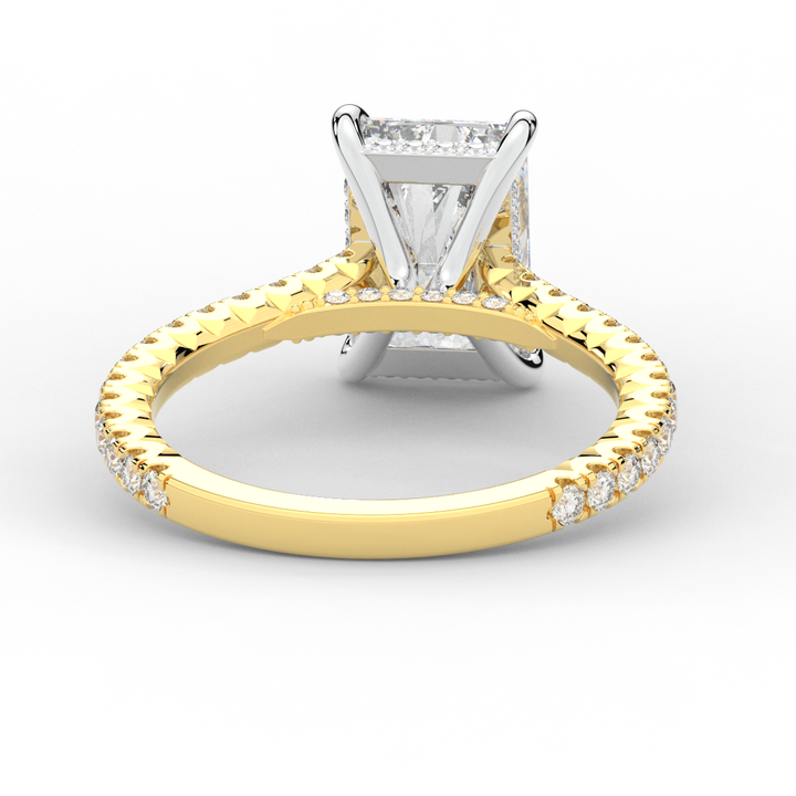 3.50CT.TW RADIANT LAB DIAMOND UNDERHALO SOLITAIRE TWO TONE ENGAGEMENT RING - Nazarelle