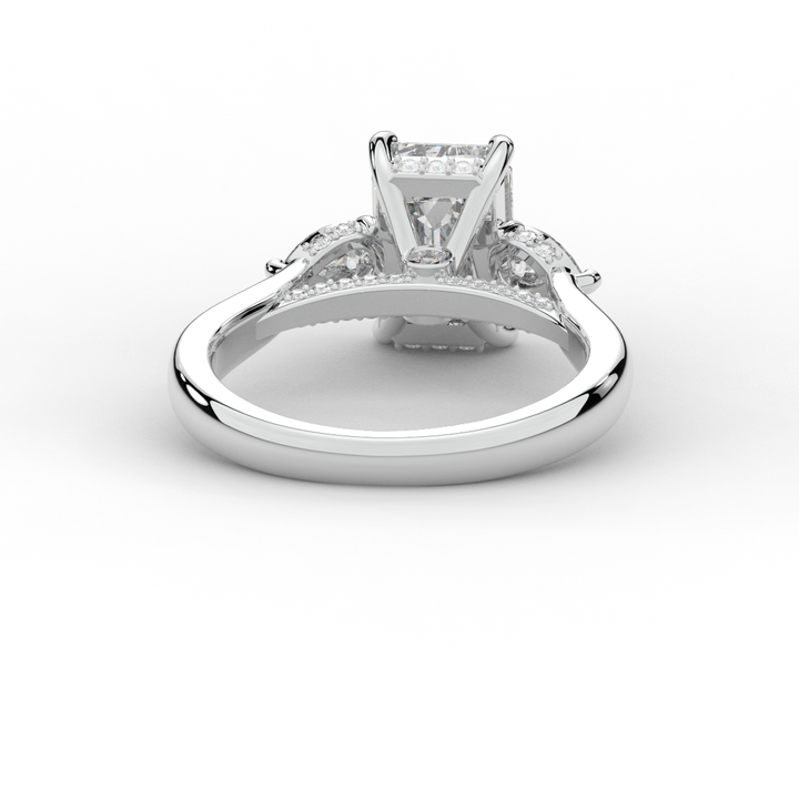 2.40CT.TW EMERALD CUT LAB DIAMOND 3 STONE ENGAGEMENT RING - Nazarelle