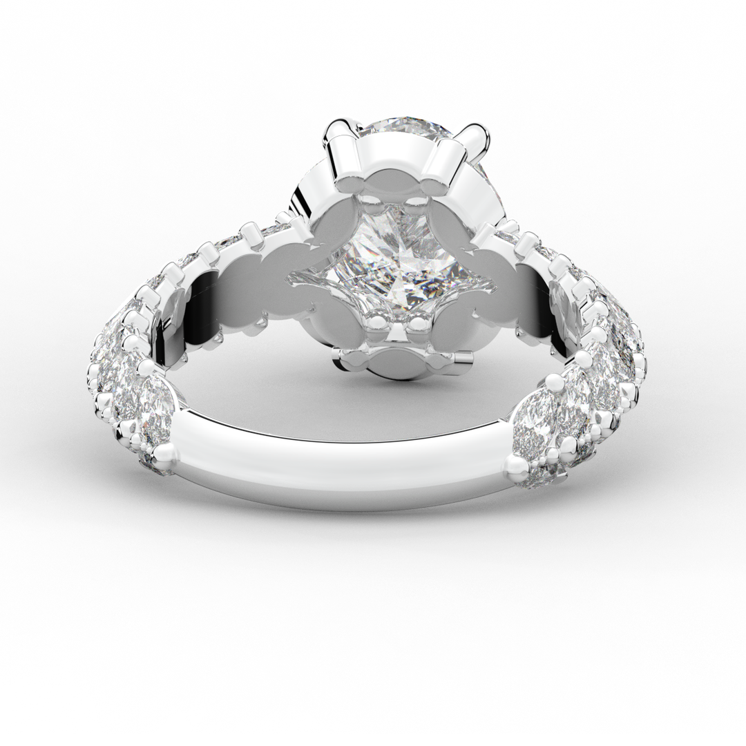 3.10CT.TW OVAL LAB DIAMOND HALO ENGAGEMENT RING - Nazarelle