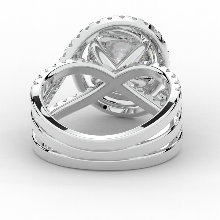 3.90CT.TW ROUND LAB DIAMOND TWIST HALO ENGAGEMENT RING - Nazarelle