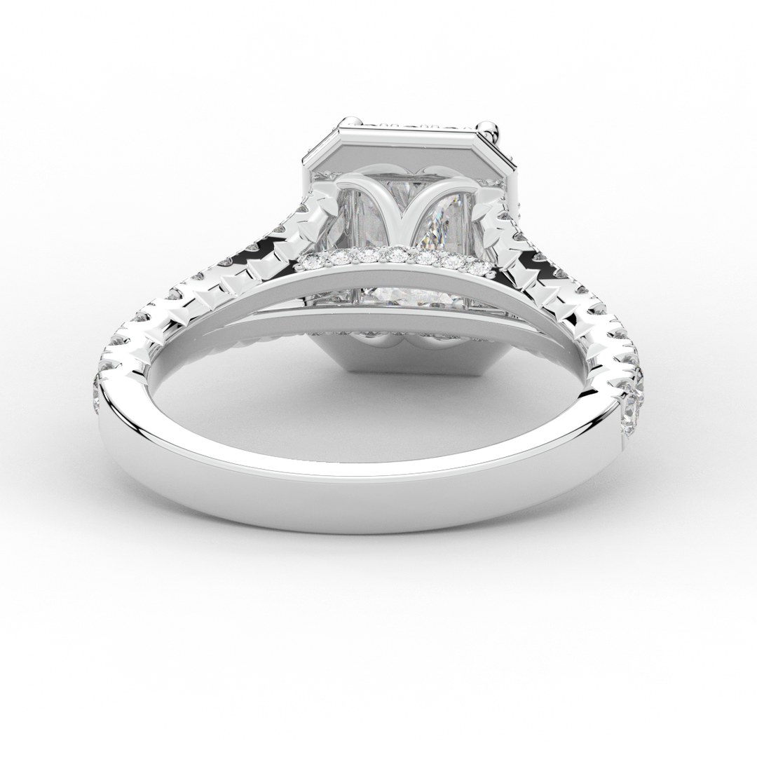 2.60CT.TW RADIANT LAB DIAMOND SPLIT SHANK HALO ENGAGEMENT RING - Nazarelle