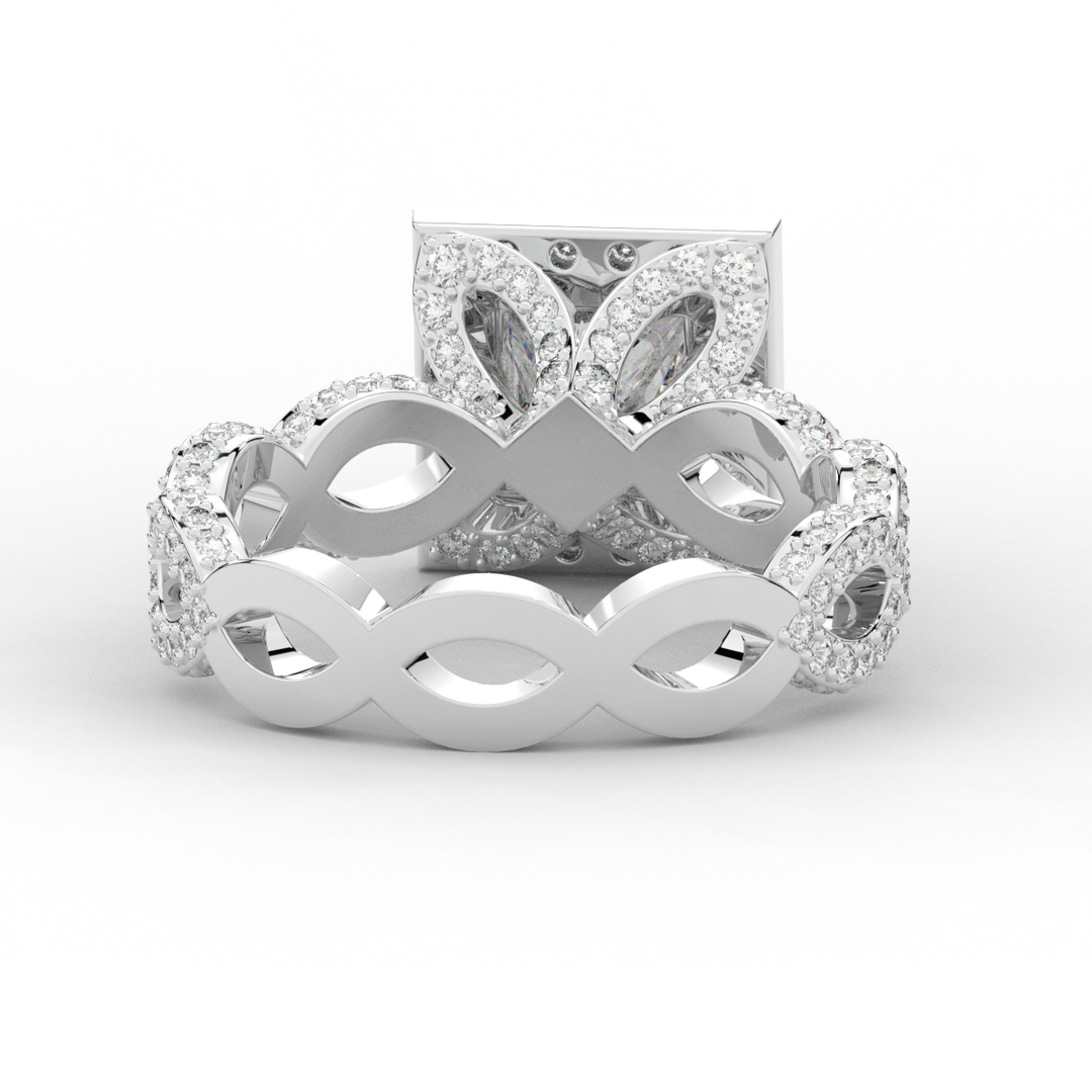 2.40CT.TW PRINCESS LAB DIAMOND HALO ENGAGEMENT RING - Nazarelle