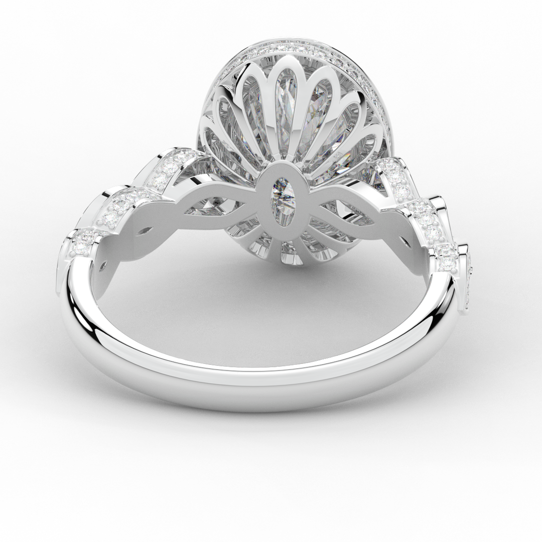 3.10CT.TW OVAL LAB DIAMOND HALO ENGAGEMENT RING - Nazarelle