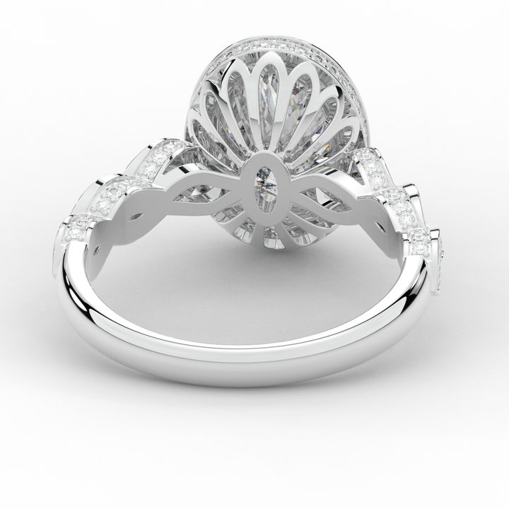 3.10CT.TW OVAL LAB DIAMOND HALO ENGAGEMENT RING - Nazarelle