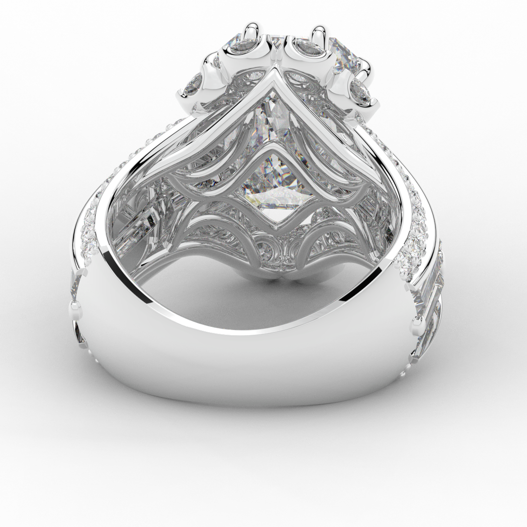 8.25CT.TW EMERALD CUT LAB DIAMOND HALO ENGAGEMENT RING - Nazarelle