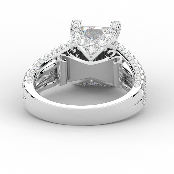 4.60CT.TW EMERALD CUT LAB DIAMOND SPLIT SHANK ENGAGEMENT RING - Nazarelle