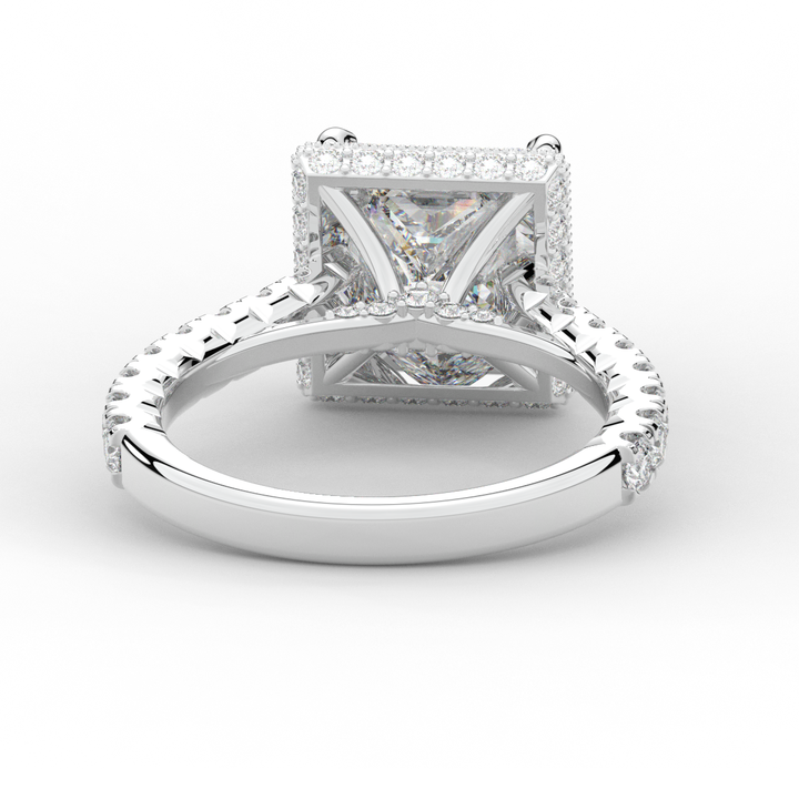 3.90CT.TW PRINCESS LAB DIAMOND HALO ENGAGEMENT RING - Nazarelle