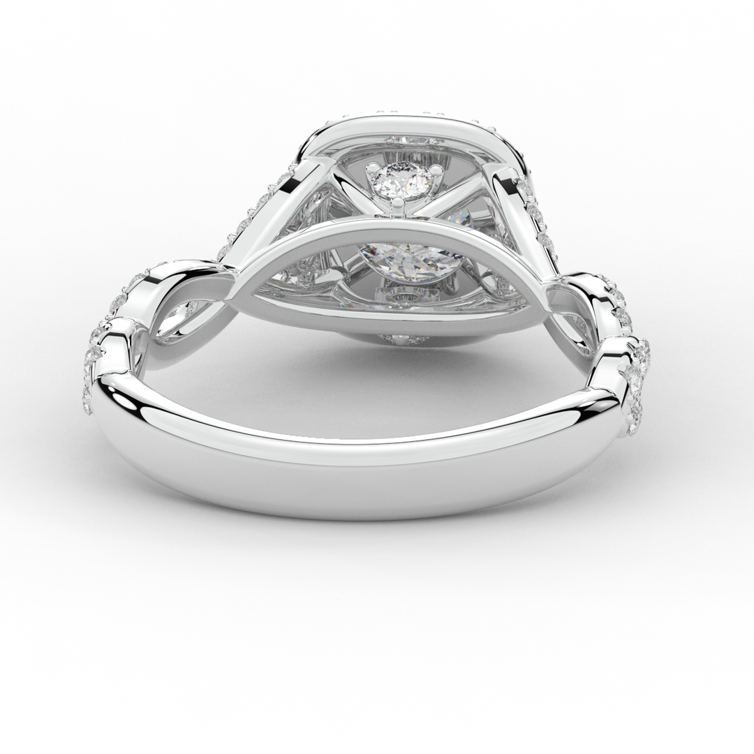 1.60CT.TW ROUND LAB DIAMOND HALO TWIST ENGAGEMENT RING - Nazarelle