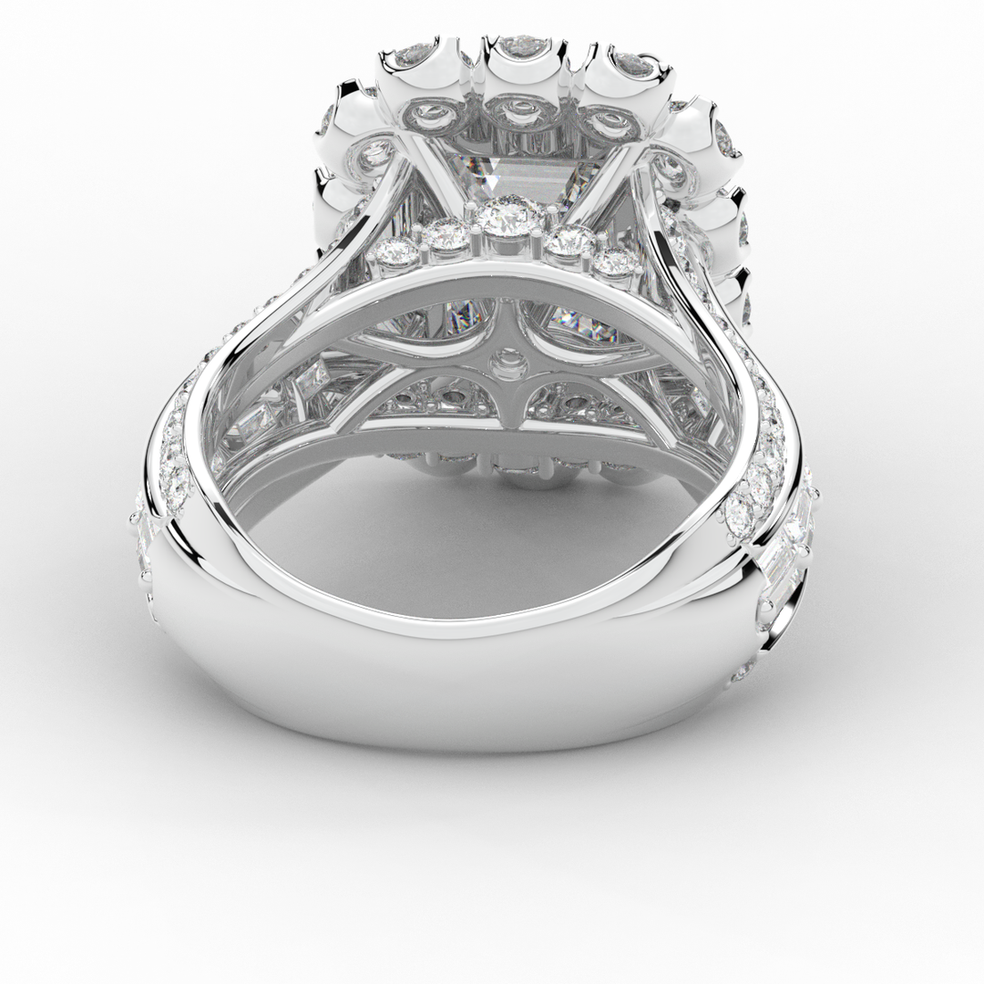 8.00CT.TW EMERALD CUT LAB DIAMOND HALO ENGAGEMENT RING - Nazarelle