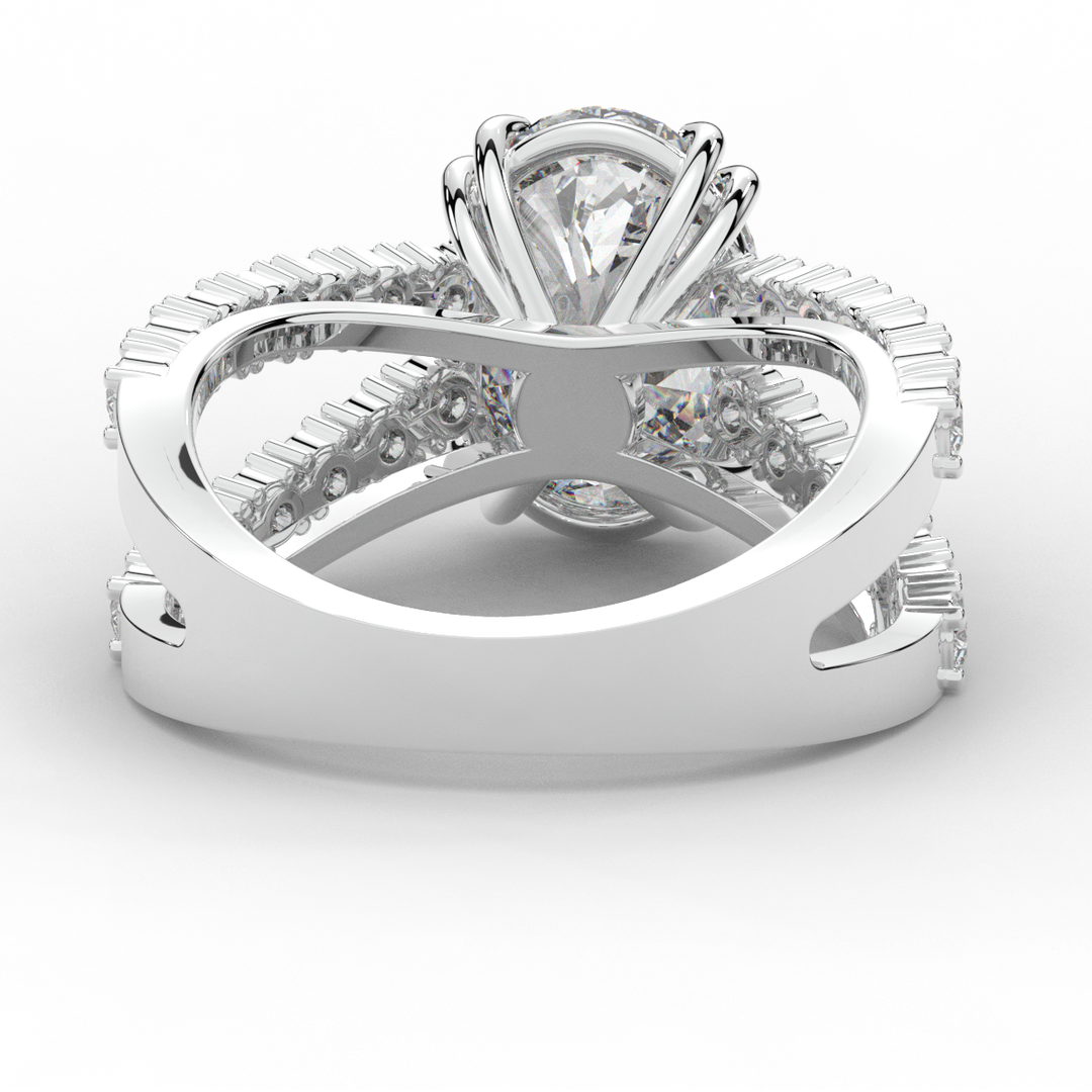 3.75CT.TW OVAL LAB DIAMOND SPLIT BAND ENGAGEMENT RING