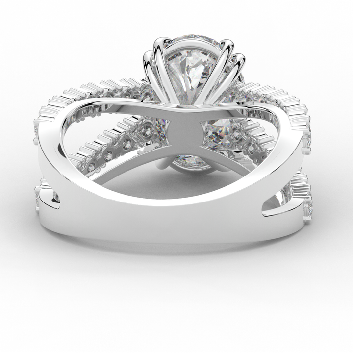 3.75CT.TW OVAL LAB DIAMOND SPLIT BAND ENGAGEMENT RING