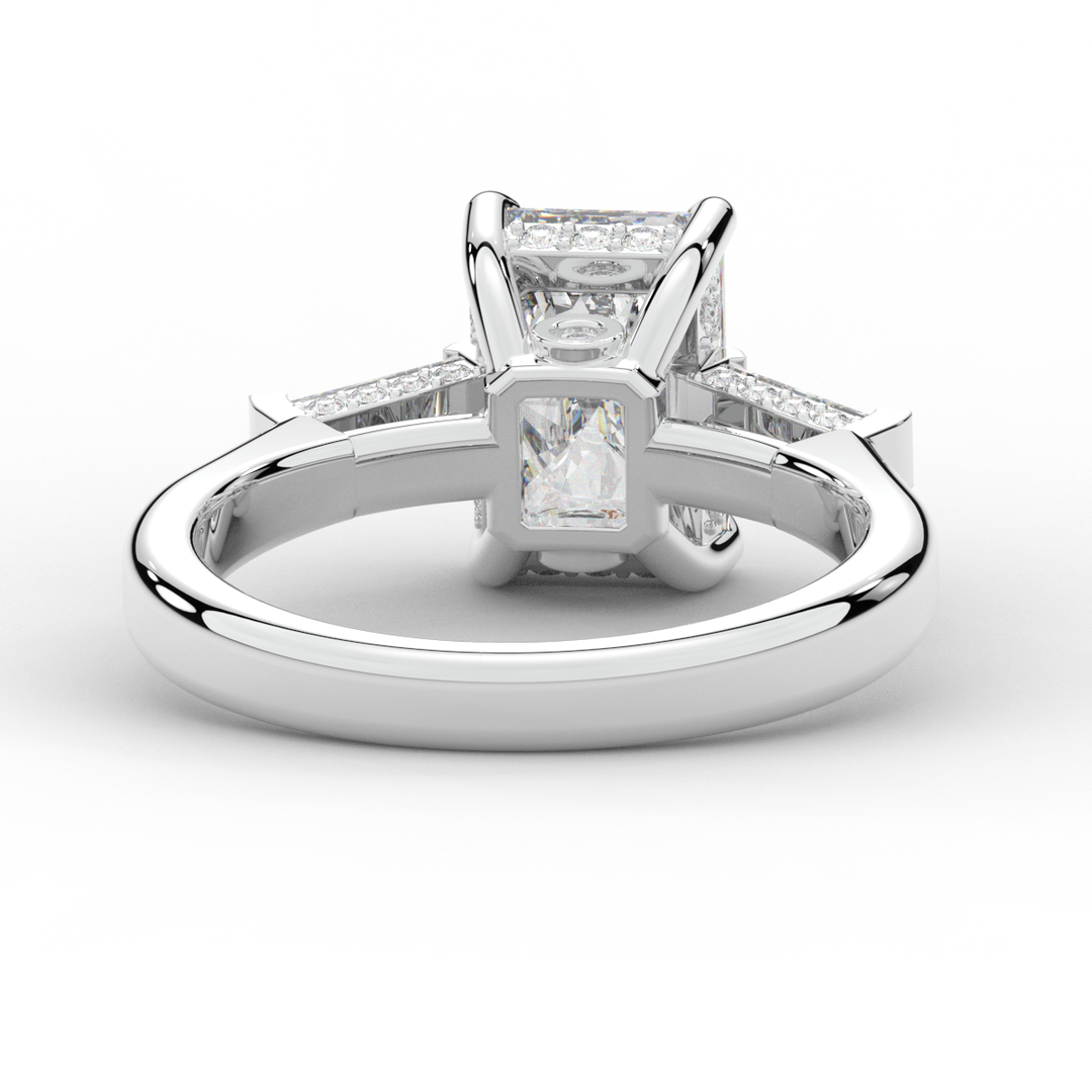 3.45CT.TW RADIANT LAB DIAMOND 3 STONE ENGAGEMENT RING - Nazarelle