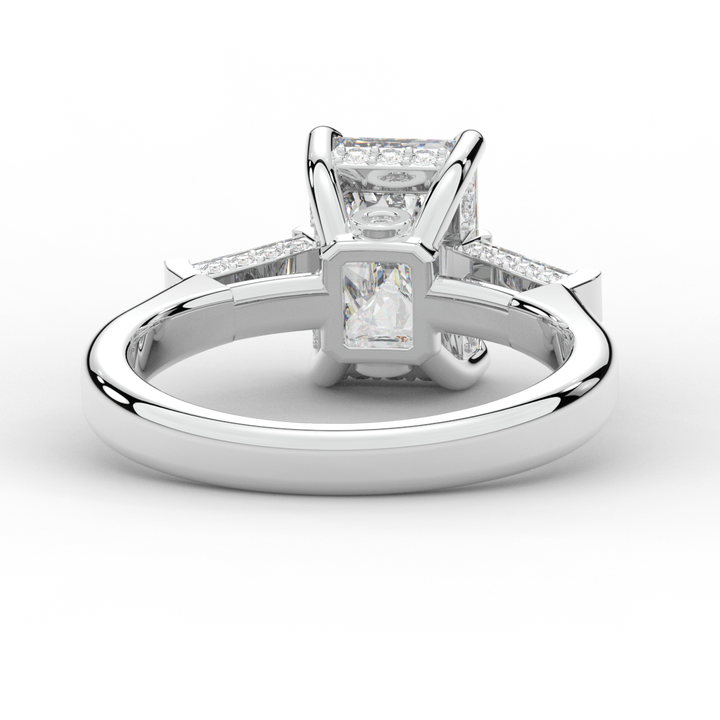 3.45CT.TW RADIANT LAB DIAMOND 3 STONE ENGAGEMENT RING - Nazarelle