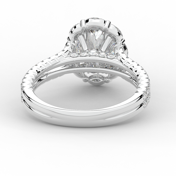 2.30CT.TW OVAL LAB DIAMOND HALO SPLIT SHANK ENGAGEMENT RING - Nazarelle