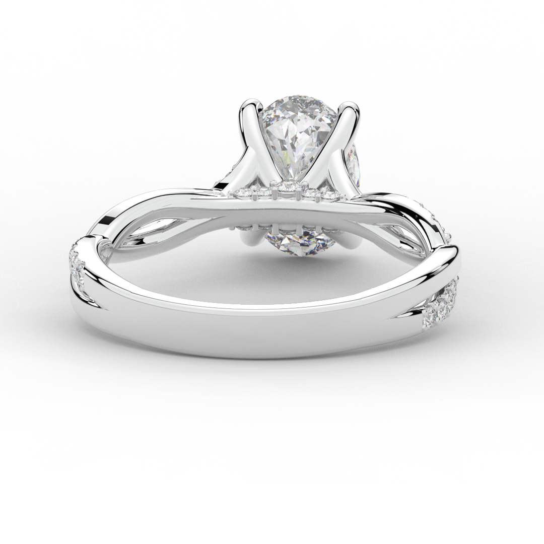 1.70CT.TW OVAL LAB DIAMOND TWIST BAND ENGAGEMENT RING - Nazarelle
