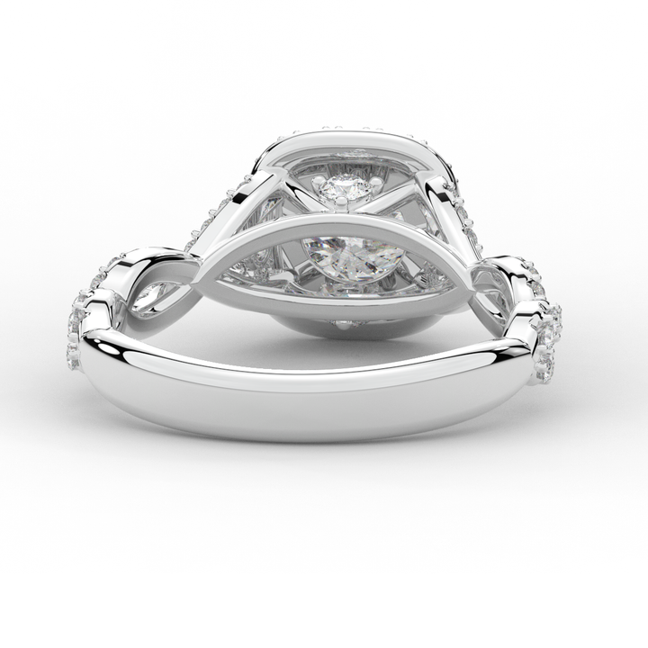 1.30CT.TW ROUND LAB DIAMOND HALO ENGAGEMENT RING - Nazarelle
