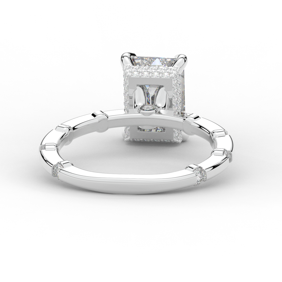 2.60CT.TW RADIANT LAB DIAMOND UNDERHALO SOLITAIRE ENGAGEMENT RING - Nazarelle