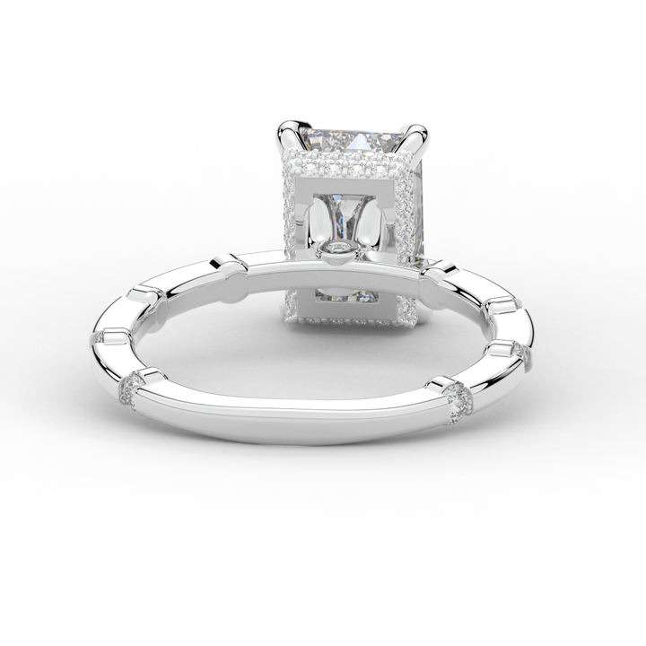 2.60CT.TW RADIANT LAB DIAMOND UNDERHALO SOLITAIRE ENGAGEMENT RING - Nazarelle