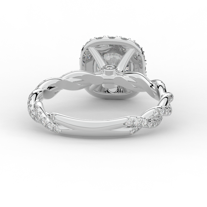 1.55CT.TW ROUND LAB DIAMOND HALO TWIST ENGAGEMENT RING - Nazarelle