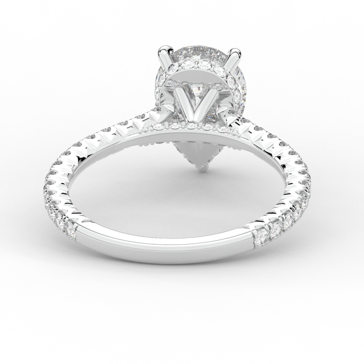 2.50CT.TW PEAR LAB DIAMOND UNDERHALO SOLITAIRE ENGAGEMENT RING - Nazarelle
