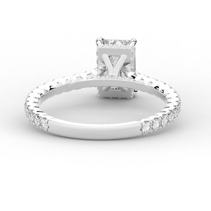 2.10CT.TW EMERALD CUT LAB DIAMOND UNDERHALO SOLITAIRE ENGAGEMENT RING - Nazarelle