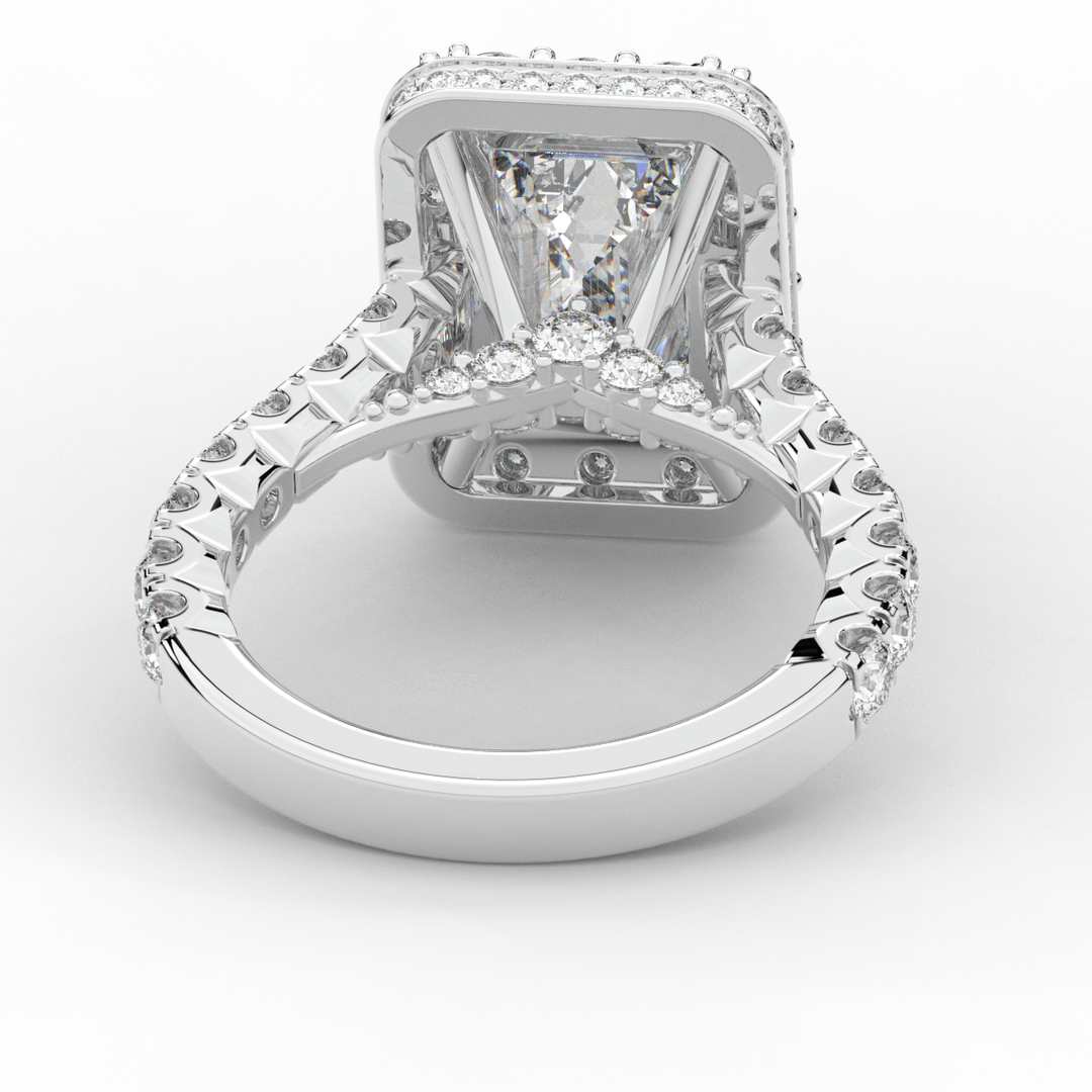 4.50CT.TW EMERALD CUT LAB DIAMOND HALO ENGAGEMENT RING - Nazarelle