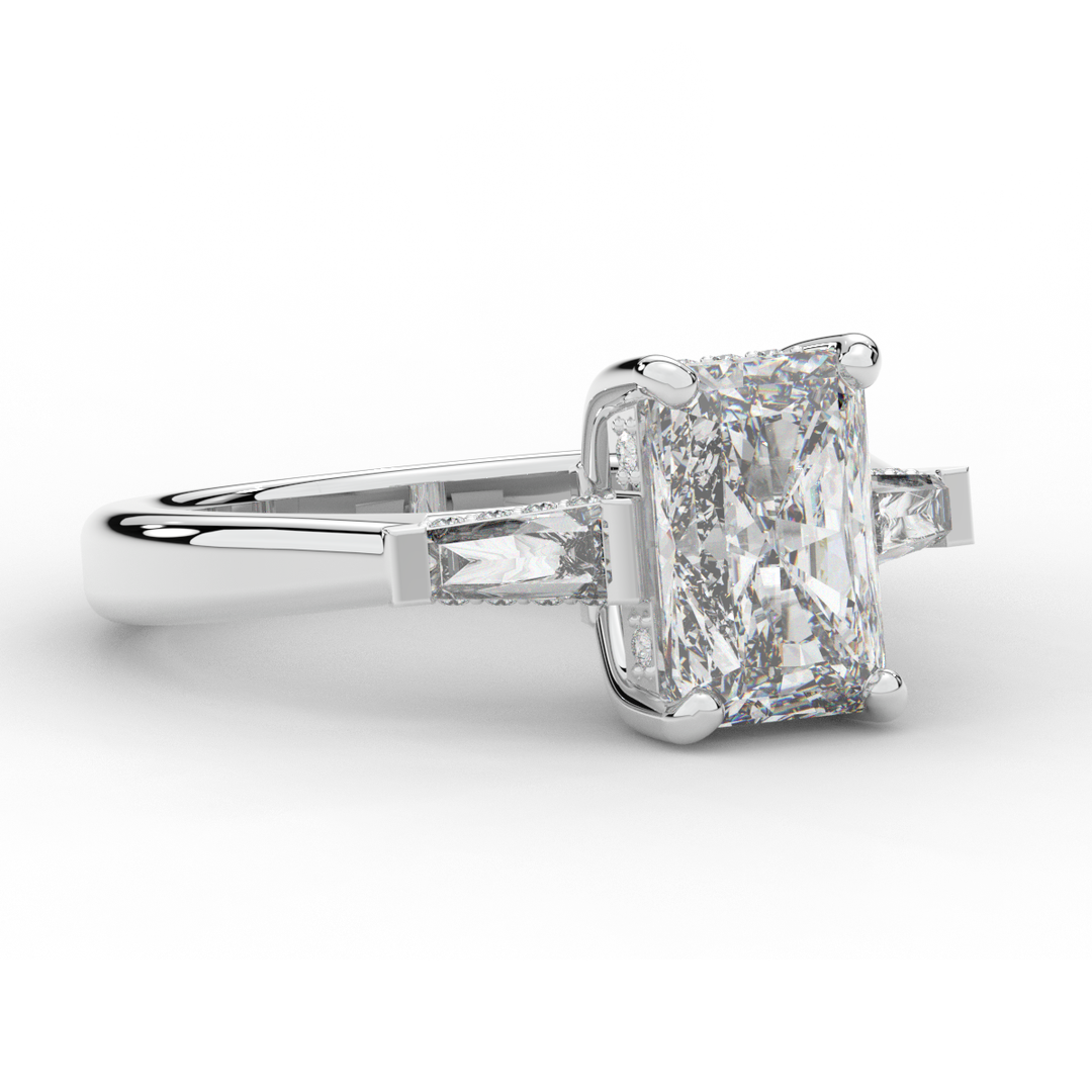 3.45CT.TW RADIANT LAB DIAMOND 3 STONE ENGAGEMENT RING - Nazarelle