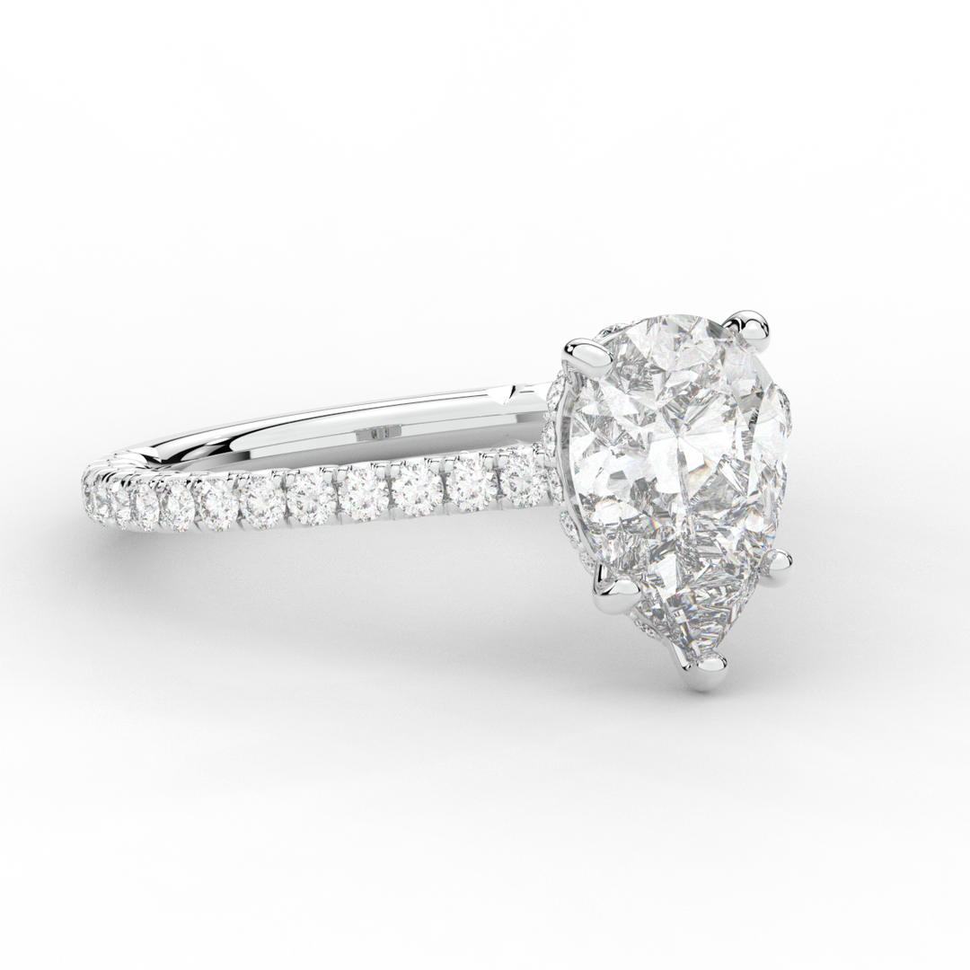 2.50CT.TW PEAR LAB DIAMOND UNDERHALO SOLITAIRE ENGAGEMENT RING - Nazarelle