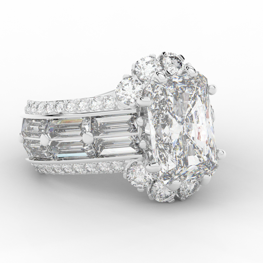 8.25CT.TW RADIANT LAB DIAMOND HALO ENGAGEMENT RING - Nazarelle