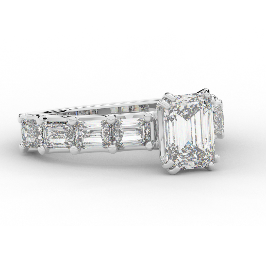 3.75CT.TW EMERALD CUT LAB DIAMOND SOLITAIRE ENGAGEMENT RING